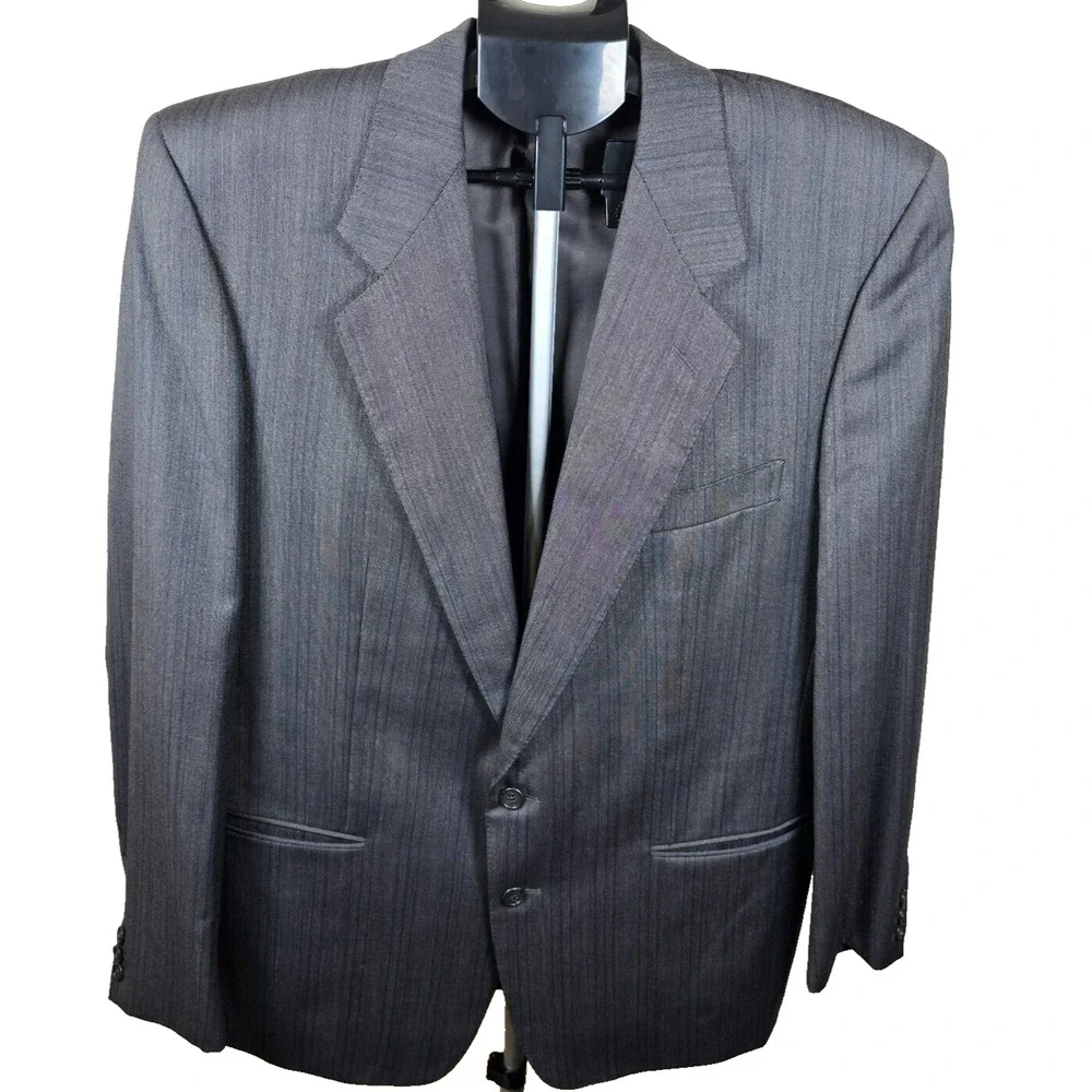 Ermenegildo Zegna Suit Jacket Blazer Mens Gray Wool 44 US 54 IT